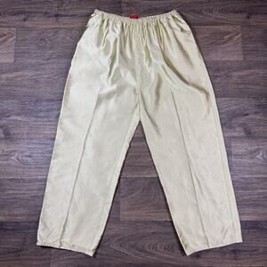SHAMASK 100% SILK ELASTIC WAIST GREEN PANTS SIZE 3 MADE IN USA